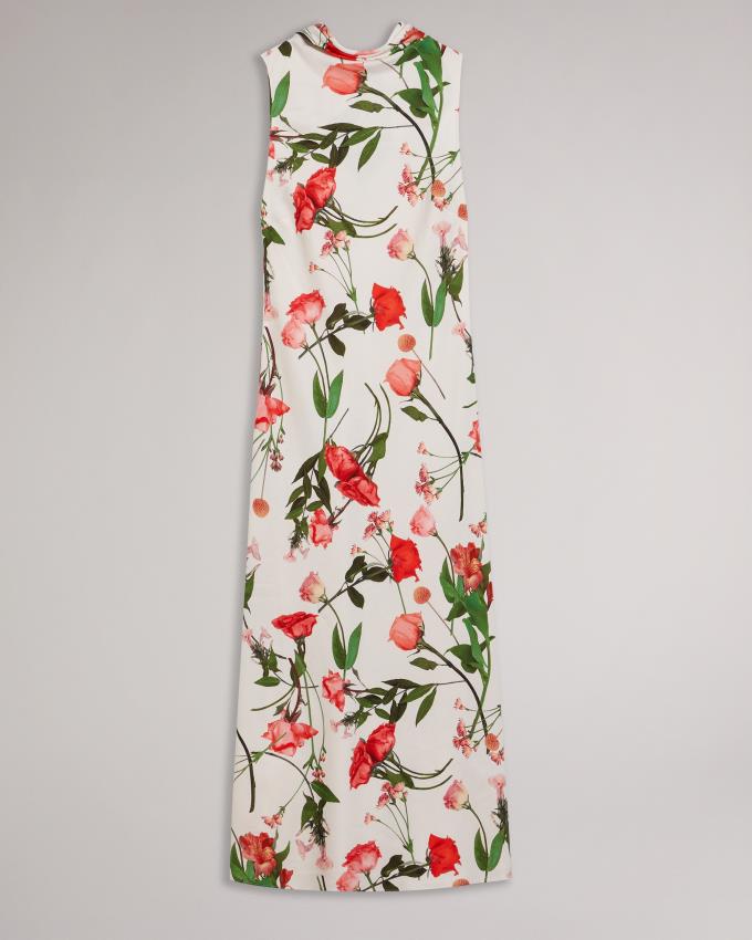 Peignoir Ted Baker High Neck Floral Midaxi Slip Blanche Femme | HCR-90791189